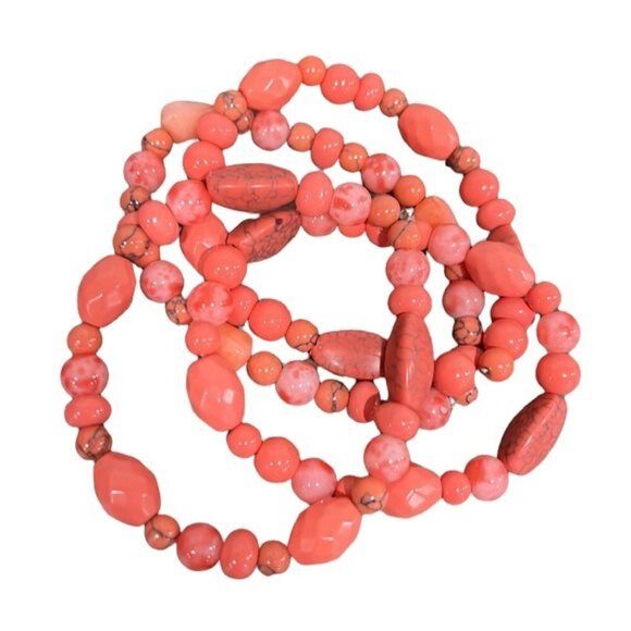Coral beaded stretchy bracelets - Picture 1 of 3